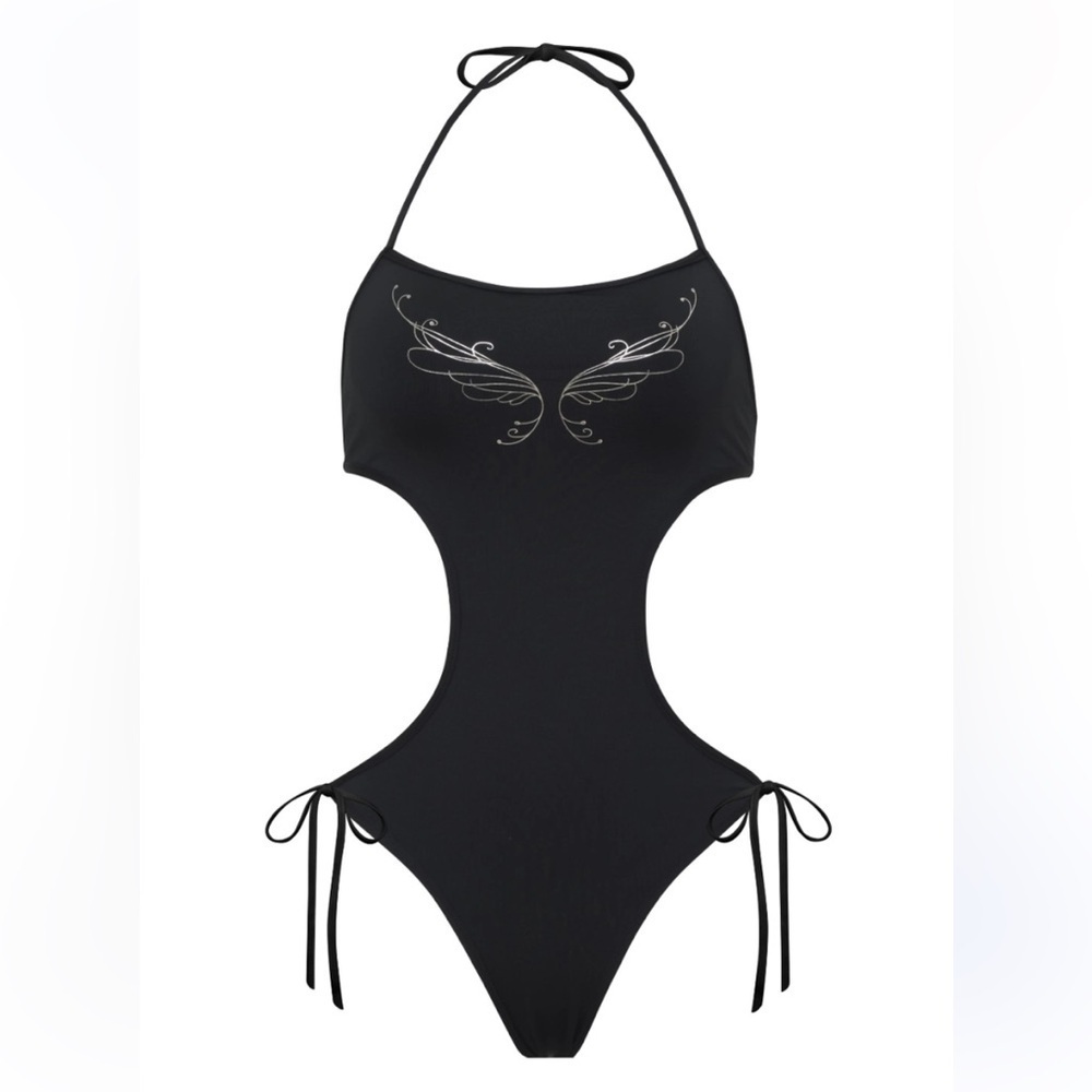New! Frankie’s amalia black one piece monokini butterfly tattoo 24159